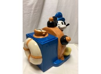Limited Edition Mickey Mouse Steamboat Willie Cookie Jar By Treasure Craft W/coa