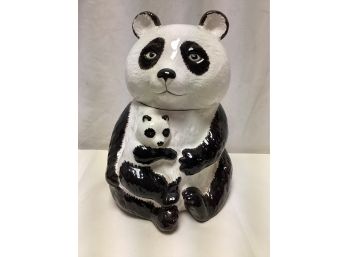 Vintage Panda Bear With Cub Cookie Jar