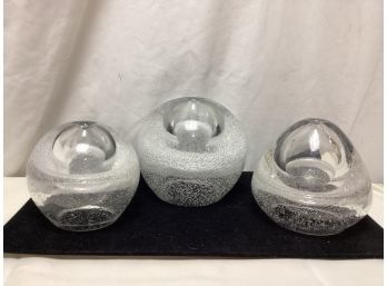 Three Lead Glass Oil Lamps