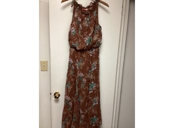 Brown Flowing Floral Dress