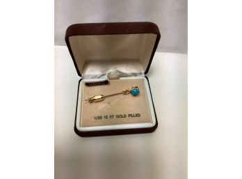 1/20 12kt Gold Filled W/turquoise Stone Hat Pin