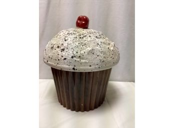 Large Vintage Chocolate Cupcake W/vanilla Frosting Cookie Jar