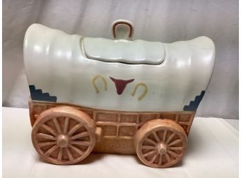 Vintage Covered Wagon Treasure Craft Cookie Jar