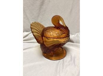 Amber Covered Turkey Candy Dish