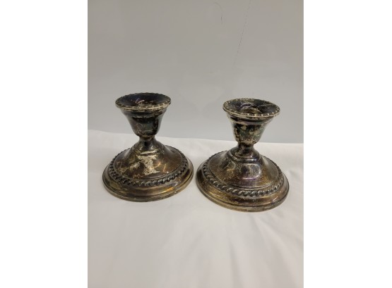 Pair Of Sterling Silver Candle Holders