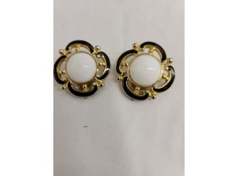 Pair Of Vintage Enameled Earrings