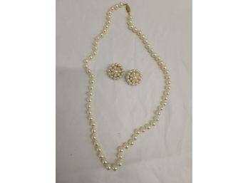 Pearl Necklace And Earrings