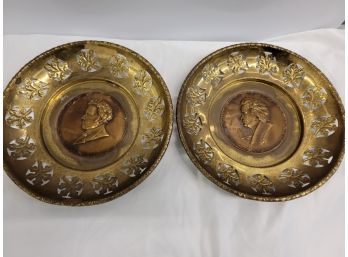 Pair Of Hammered Plates - Made In England