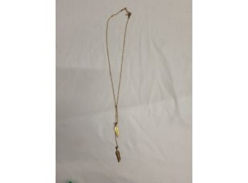 Vintage Gold Tone Feather Necklace