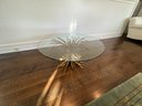 Large Glass Top Coffee Table With Wheat Metal Base