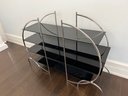 Vintage Modern Circular Etagere In Chrome Finish And Smoked Glass