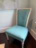 Antique Upholstered Turquoise Slipper Chair