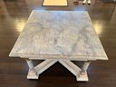 Antique Distressed Grey Wood Table With Gold Detail From Paris Flea Market