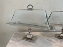 Set Of 3 Godinger Covered Serving Trays On Pedestal With Glass Dome