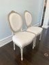 Pair Of 2 Eloquence Curved Back Linen Upholstered Chairs