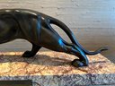 Bronze Panther On Marble Base