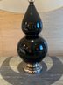 Black Hourglass Glass Lamp With Chrome Base