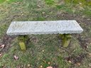 Pair Of Outdoor Granite Slab Benches In Wood Base