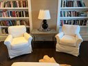 Pair Of Crate & Barrel Swivel Glider Armchairs