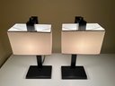 Pair Of Modern Polished Metal Lamps