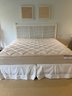 King Distressed White French Caned Bed