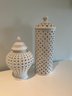 White Ceramic Decorative Urn Jar With Lid And Cylinder Jar With Lid
