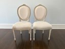 Pair Of 2 Eloquence Curved Back Linen Upholstered Chairs