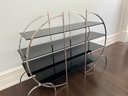 Vintage Modern Circular Etagere In Chrome Finish And Smoked Glass