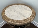Donna Parker French Carved Oval Marble Top Table With Hand Rubbed Finish