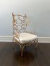 French Gold Guilt Iron Armchair With White Upholstered Seat