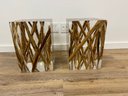 Pair Of Resin And Wood Side Tables