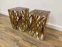 Pair Of Resin And Wood Side Tables