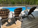 Set Of Three Teak Adirondack Chairs With Side Table