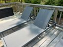 Set Of Four Mesh And Metal Outdoor Chaise Lounges