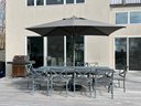 Restoration Hardware Outdoor Aluminum Dining Table And Chairs With Umbrella