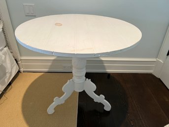 Distressed White Painted Pine Round Side Table