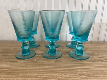 Set Of 6 Turquoise Blue Drinking Glasses