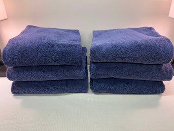 Set Of 6 Blue Cannon Bath Towels