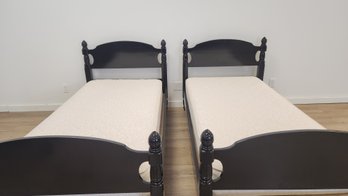 Set Of Black Twin Beds With Mattresses