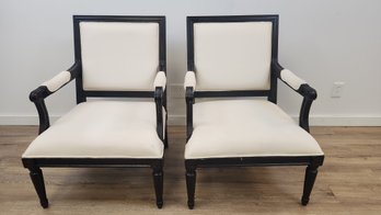 Pair Of White And Black Arm Chairs