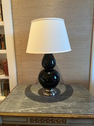 Black Hourglass Glass Lamp With Chrome Base