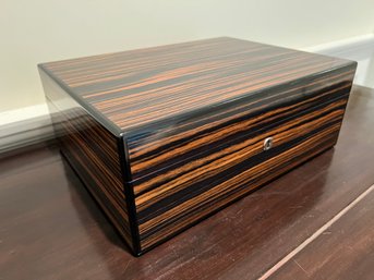 Lacquered Ebony Wood Cigar Box