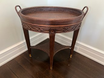 Woven Ratan Side Table With Removable Tray