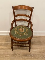 Antique 19th Century Victorian Needlepoint Ladderback Chair