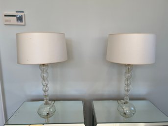 Pair Of Vintage Donghia Murano Glass Lamps