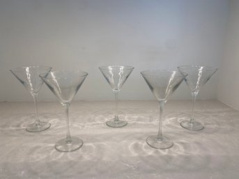 Lot Of 5 Martini Glasses
