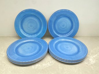 Set Of 8 Blue William Sonoma Salad Plates