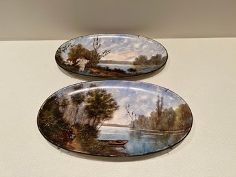 Pair Of Hand Painted Plates, Signed By Artist
