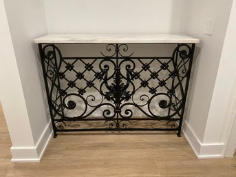 Iron And Marble Top Console Table