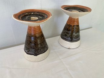 Pair Of Vintage Royal Haeger Ceramic Pillar Candle Holder